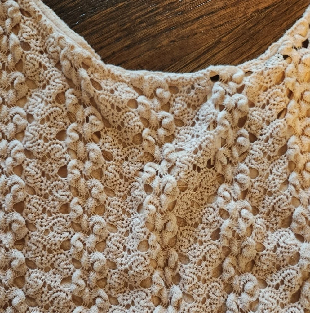 Free People Crocheted Scoop Neck Bell Sleeve Top size small